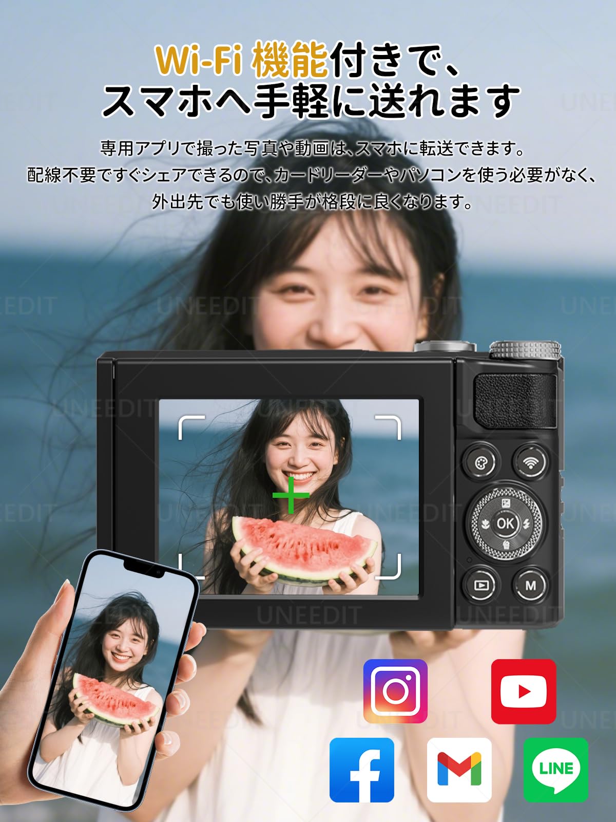 Amazon | デジタルカメラ 5K スマホに送れる デジカメ 5600万画素 64GB